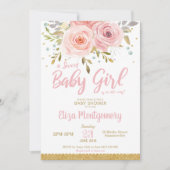 Chic Pink Blush Floral Sweet Baby shower Girl Kaart (Voorkant)