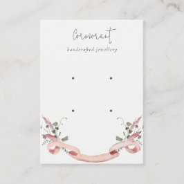 Chic Pink Blush Wildflower Ribbon 2 Stud Earning Visitekaartje