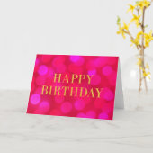 Chic Pink Bokeh Licht Faux Gold Happy Birthday Kaart (Gele Bloem)