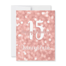 Chic Pink Bokeh Lights Happy Birthday Quinceañera