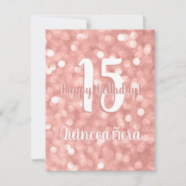 Chic Pink Bokeh Lights Happy Birthday Quinceañera