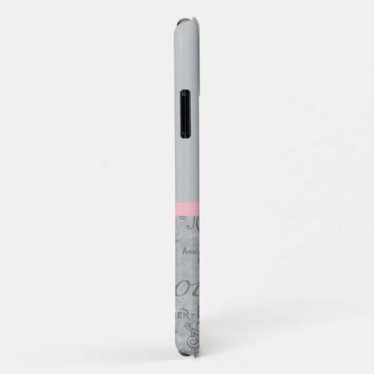 Chic Pink Bow Girly Parisian Ephemera and Name Case-Mate iPhone Case (Achterkant/rechts)