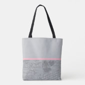 Chic Pink Bow Girly Parisian Ephemera and Name Tote Bag (Achterkant)