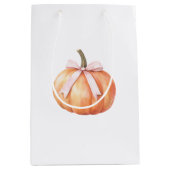 Chic Pink Bow Pumpkin Medium Cadeauzakje (Voorkant)