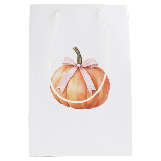 Chic Pink Bow Pumpkin Medium Cadeauzakje (Voorkant)