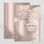 Chic Pink Bow Rose Gold Sweet 16  Kaart (Voorkant / Achterkant)