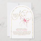 Chic Pink Bow She's Tying The Knot Bridal Shower Kaart (Voorkant)