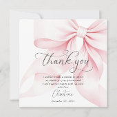 Chic Pink Bow Vrijgezellenfeest Dank u kaart (Voorkant)