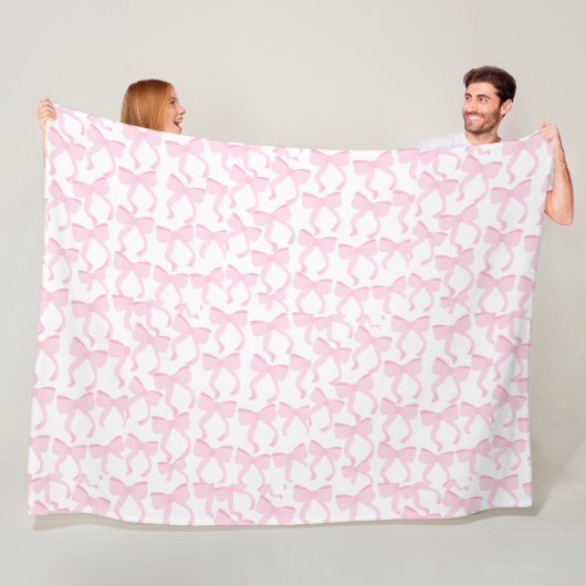 Chic Pink Bows Fleece Deken (In situ)