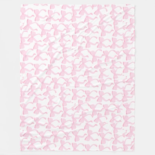 Chic Pink Bows Fleece Deken (Voorkant)