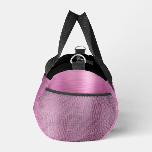 Chic Pink Brushed Metal Black Script Monogram Plunjezak (Rechts)