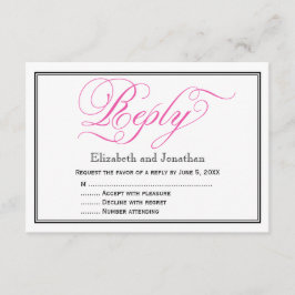 Chic Pink Calligraphy Script Wedding Reply Kaart