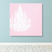 Chic Pink Chandelier Canvas Afdruk (Insitu (Houten vloer))