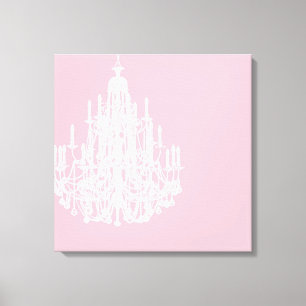 Chic Pink Chandelier Canvas Afdruk
