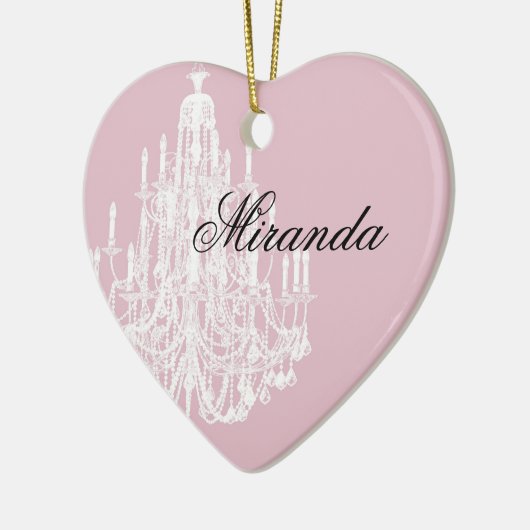 Chic Pink Chandelier Keramisch Ornament (Links)