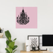 Chic Pink Chandelier Poster (Thuiskantoor)