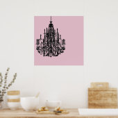 Chic Pink Chandelier Poster (Keuken)