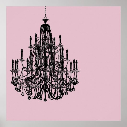 Chic Pink Chandelier Poster (Voorkant)