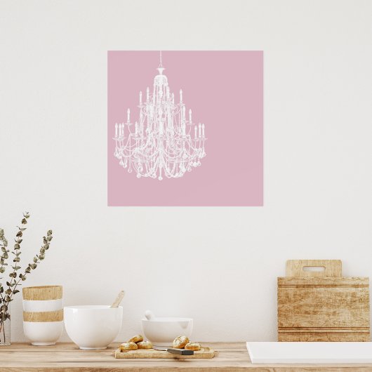 Chic Pink Chandelier Poster (Keuken)