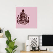 Chic Pink Chandelier Poster (Thuiskantoor)