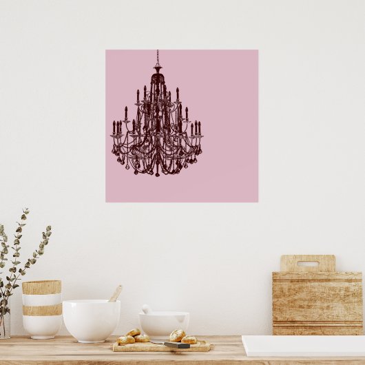 Chic Pink Chandelier Poster (Keuken)