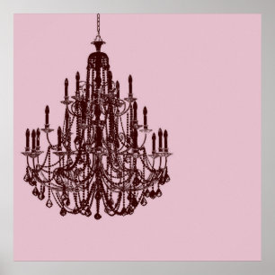 Chic Pink Chandelier Poster