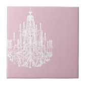 Chic Pink Chandelier Tegeltje (Voorkant)
