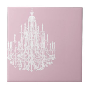 Chic Pink Chandelier Tegeltje