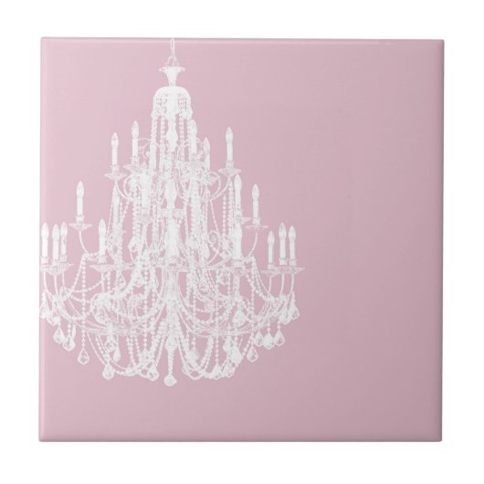 Chic Pink Chandelier Tegeltje (Voorkant)