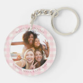 Chic Pink Check Typography Photo Galentine's Day Sleutelhanger (Achterkant)