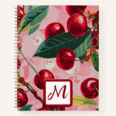 Chic Pink Cherry Retro Spiral Notebook Notitieboek (Voorkant)