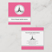 Chic Pink Chevron Eiffel Tower Paris Frankrijk Vierkante Visitekaartje (Voorkant / Achterkant)