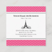 Chic Pink Chevron Eiffel Tower Paris Frankrijk Vierkante Visitekaartje (Achterkant)