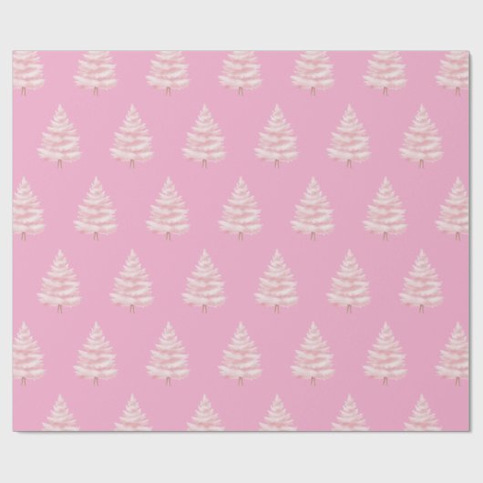 Chic Pink Christmas Trees Cadeaupapier (Vlak)
