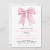 Chic Pink Coquette Bow Baby shower Kaart (Voorkant)