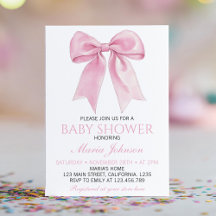 Chic Pink Coquette Bow Baby shower