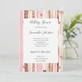 Chic Pink Cream Leopard Animal Stripes Baby shower Kaart (Staand voorkant)