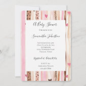 Chic Pink Cream Leopard Animal Stripes Baby shower Kaart (Voorkant)