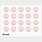 Chic Pink Daisy Flower ONEderful Birthday Favor Ronde Sticker (Vel)
