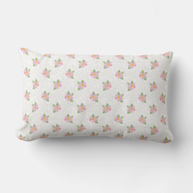 Chic Pink Dog Roos op getextureerde witte lumbar P Kussen (Voorkant)