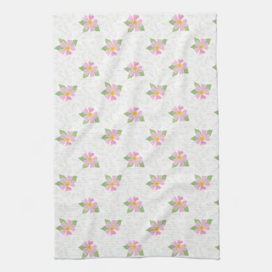 Chic Pink Dog Rozen, getextureerd White Kitchen To Theedoek (Verticaal)