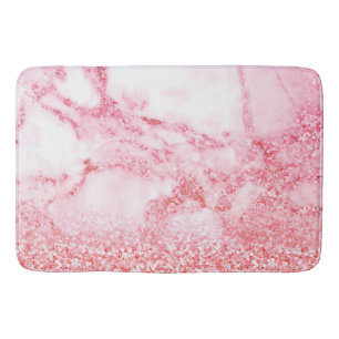 Chic Pink Elegant Roos Gold Glitter Marble Badmat