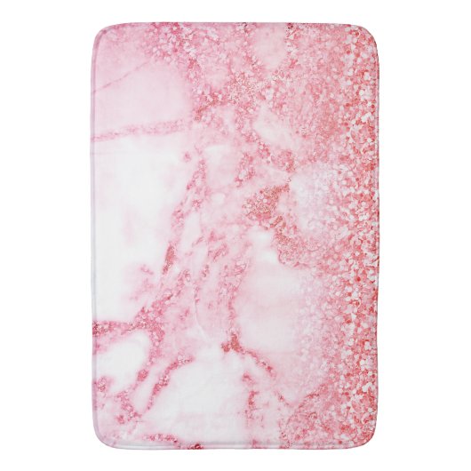 Chic Pink Elegant Roos Gold Glitter Marble Badmat (Voorkant Verticaal)