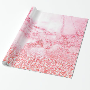 Chic Pink Elegant Roos Gold Glitter Marble Cadeaupapier