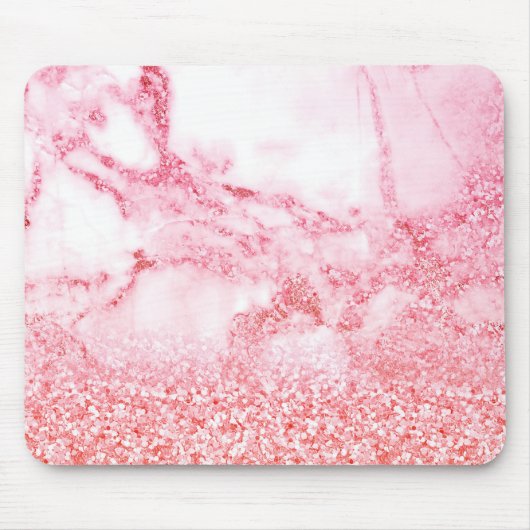 Chic Pink Elegant Roos Gold Glitter Marble Muismat (Voorkant)