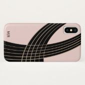 Chic Pink en Black Art Deco Curves met monogram Case-Mate iPhone Case (Achterkant (horizontaal))
