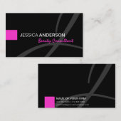 Chic Pink en Black Monogram Elegant Visitekaartje (Voorkant / Achterkant)