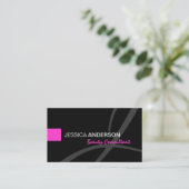 Chic Pink en Black Monogram Elegant Visitekaartje (Staand voorkant)