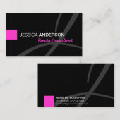 Chic Pink en Black Monogram Elegant Visitekaartje (Voorkant / Achterkant)