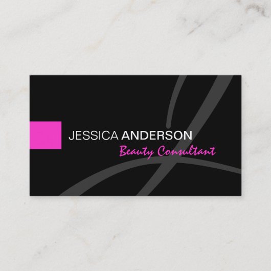 Chic Pink en Black Monogram Elegant Visitekaartje (Voorkant)